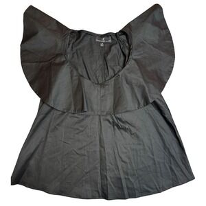 Tuckernuck Pomander Blouse Flutter Ruffle Sleeve Oversized XS Top Minimalist